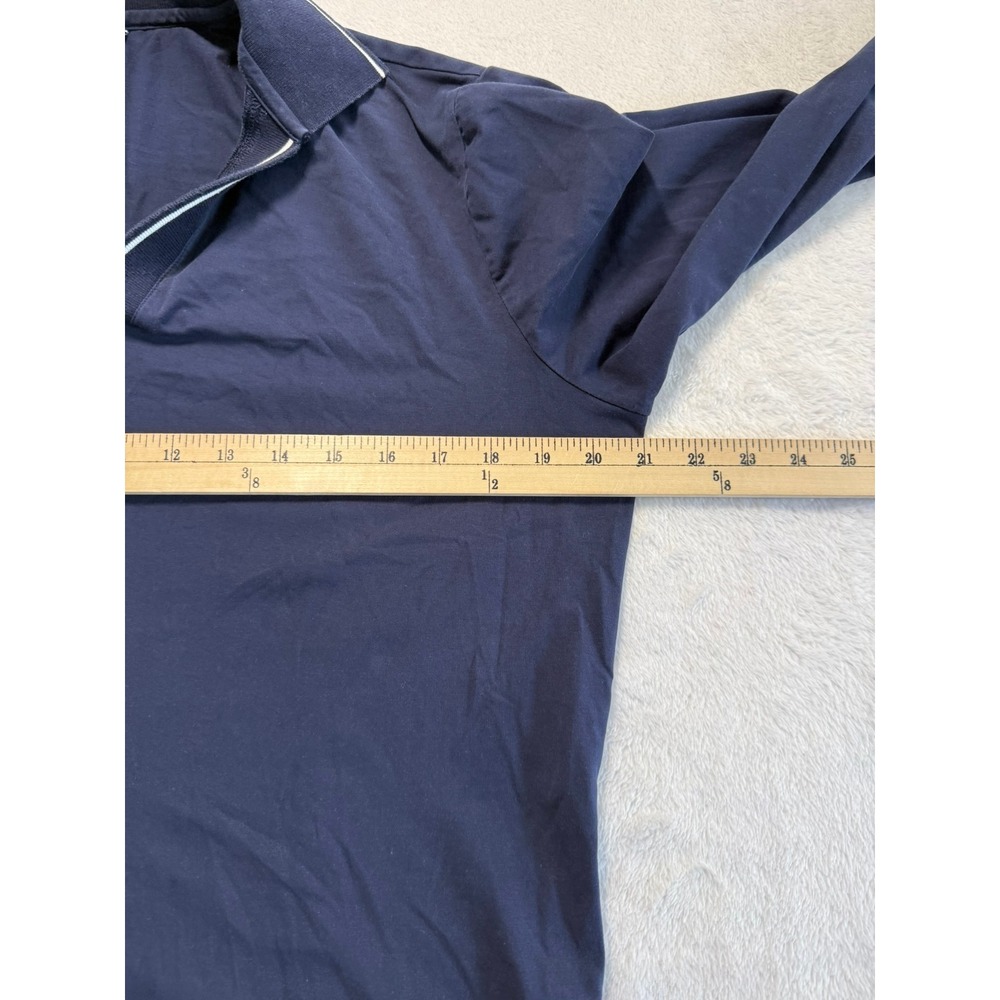 State and Liberty Mens Buttonless Long Sleeve Polo Navy Blue Athletic Fit Size M - Picture 4 of 5